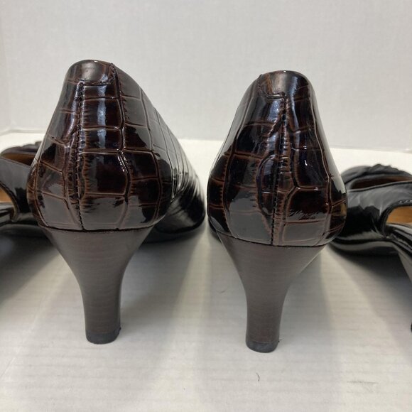 Lot of 3 Sofft Heels Shoes Womens 7 Black Brown Patent Slingback Leather Pumps - Picture 10 of 16
